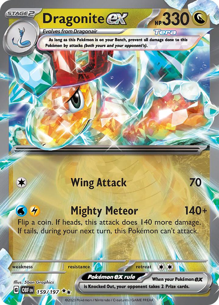 Dragonite ex 159/197 card from SV03: Obsidian Flames