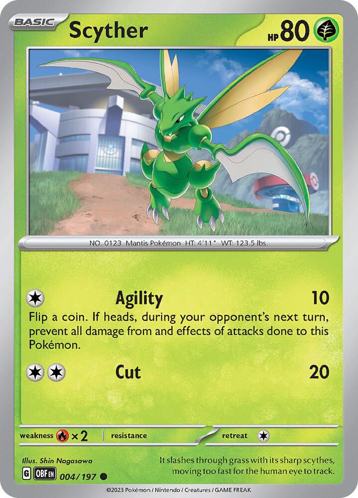 Scyther 004/197 card from SV03: Obsidian Flames