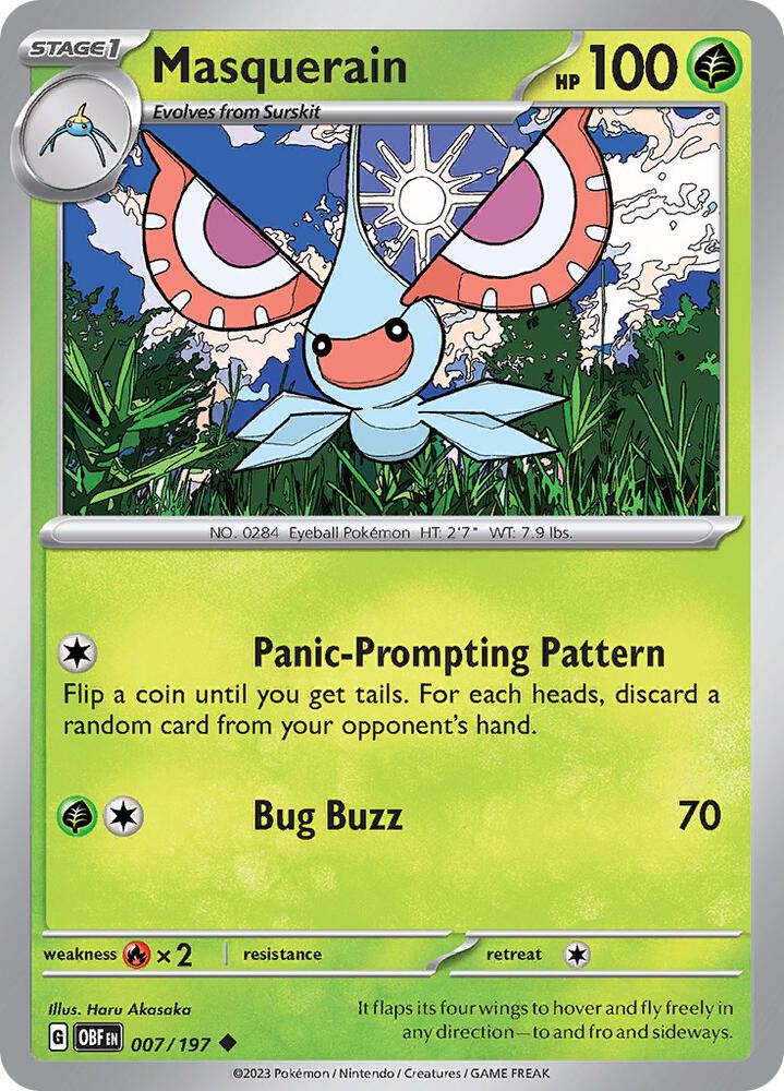 Masquerain 007/197 card from SV03: Obsidian Flames