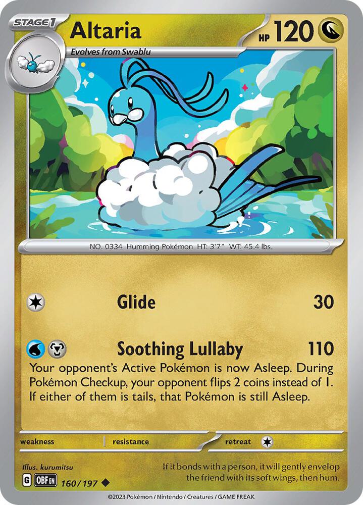 Altaria 160/197 card from SV03: Obsidian Flames
