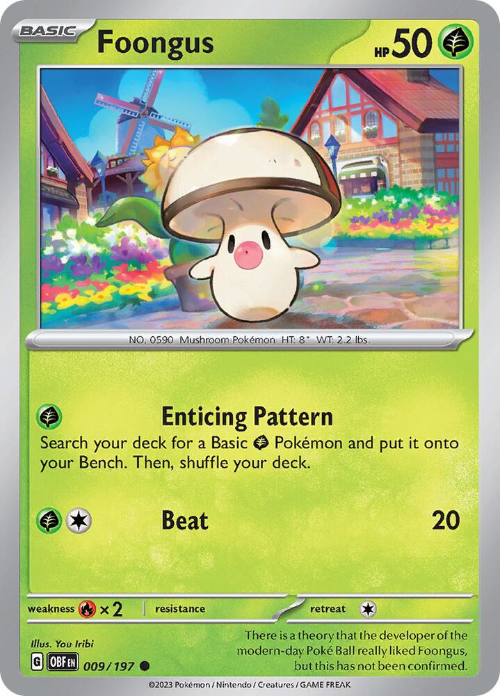 Foongus 009/197 card from SV03: Obsidian Flames