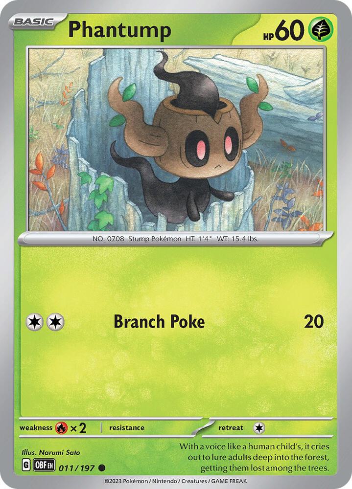 Phantump 011/197 card from SV03: Obsidian Flames