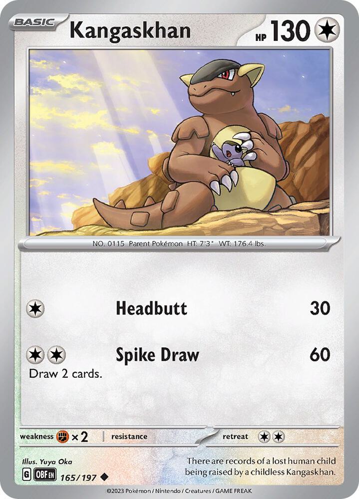 Kangaskhan 165/197 card from SV03: Obsidian Flames