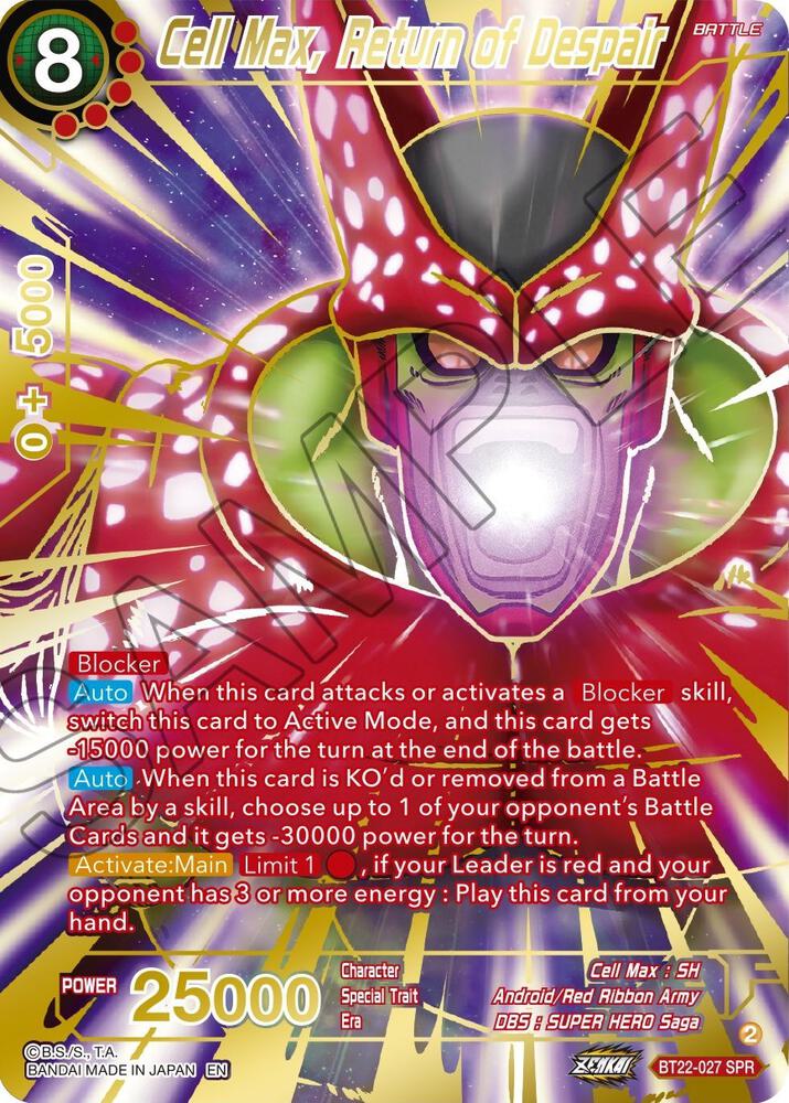 Cell Max, Return of Despair (SPR) BT22-027 card from Critical Blow