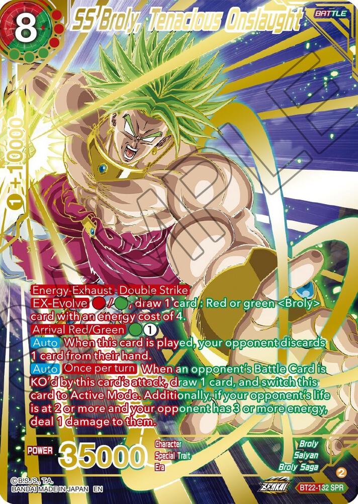 SS Broly, Tenacious Onslaught (SPR) BT22-132 card from Critical Blow