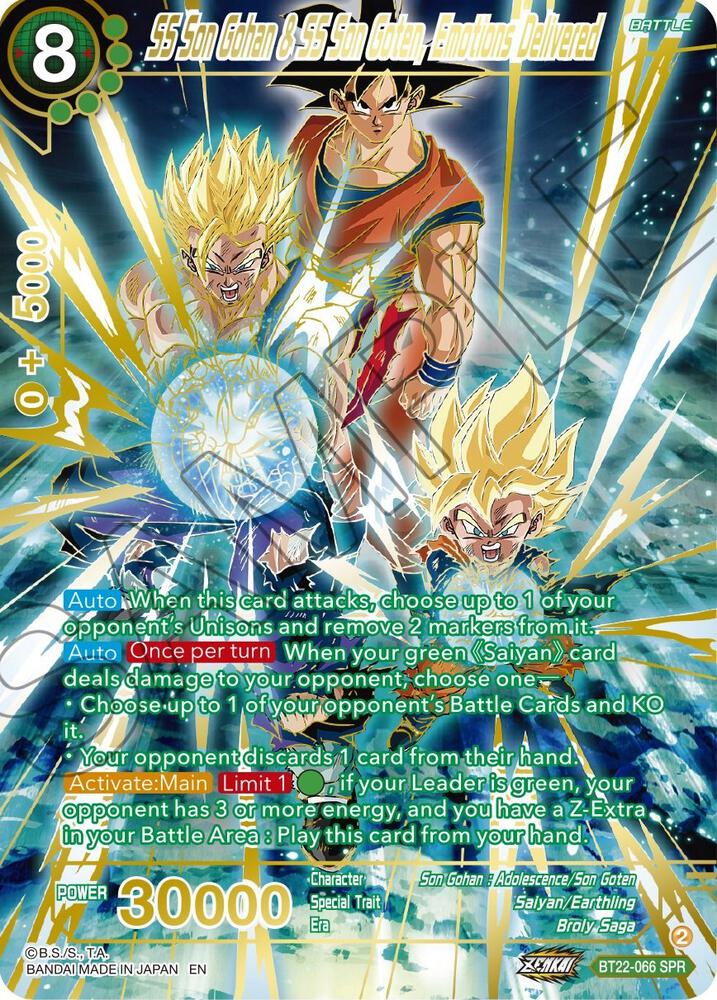 SS Son Gohan & SS Son Goten, Emotions Delivered (SPR) BT22-066 card from Critical Blow