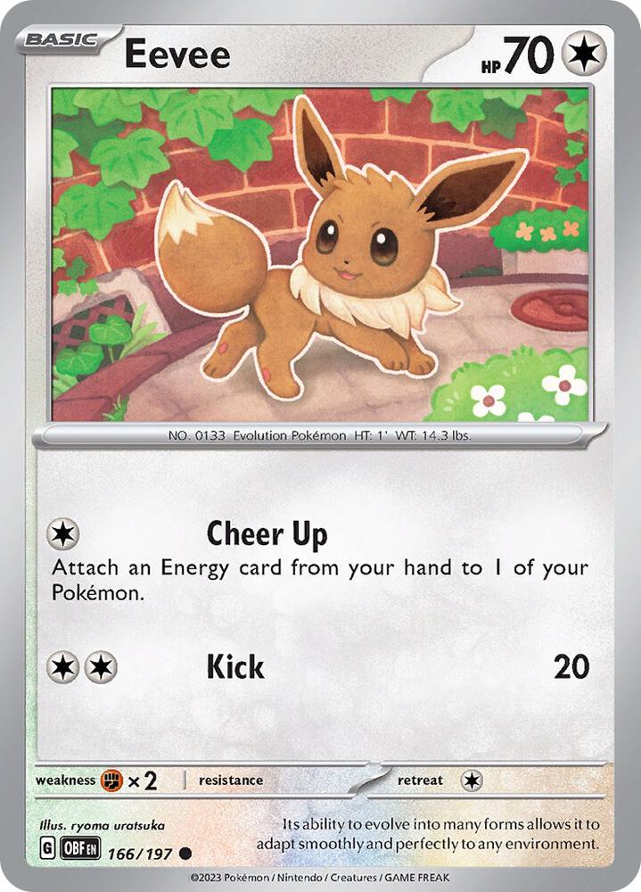 Eevee 166/197 card from SV03: Obsidian Flames