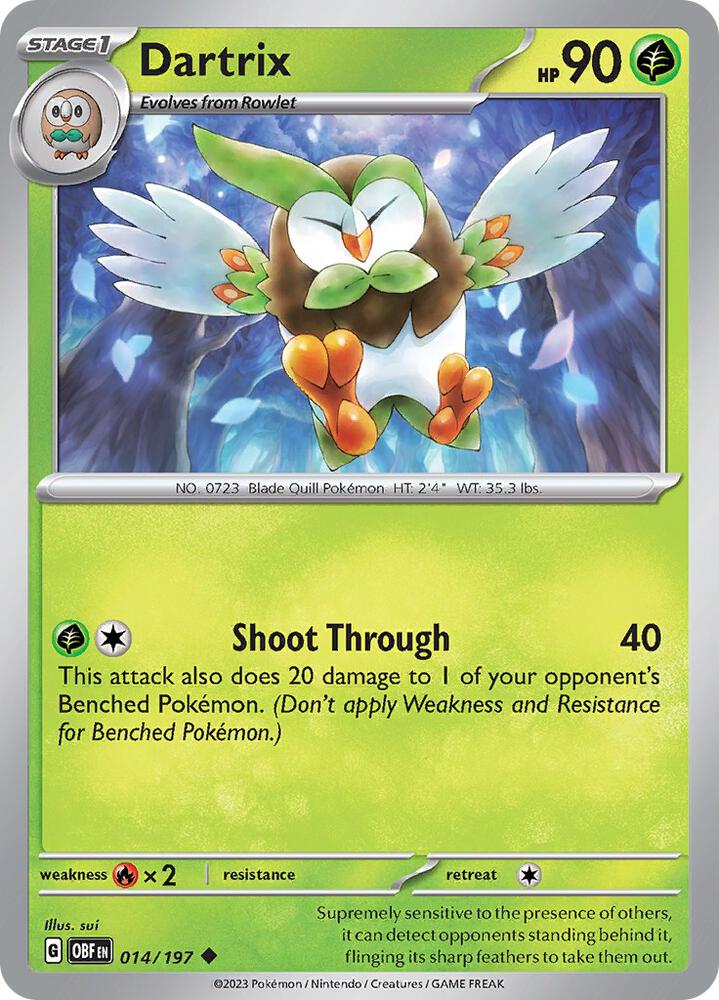 Dartrix 014/197 card from SV03: Obsidian Flames