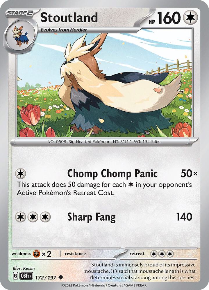 Stoutland 172/197 card from SV03: Obsidian Flames