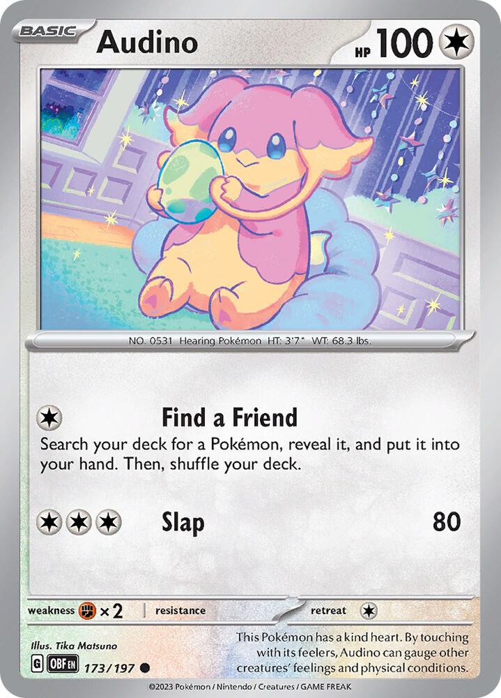 Audino 173/197 card from SV03: Obsidian Flames