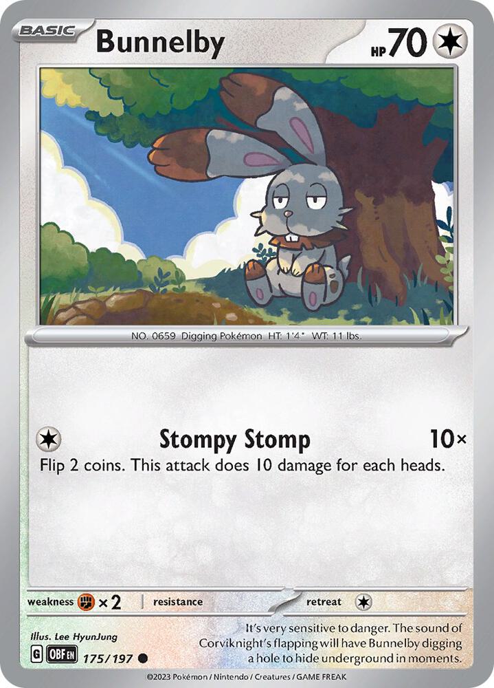 Bunnelby 175/197 card from SV03: Obsidian Flames