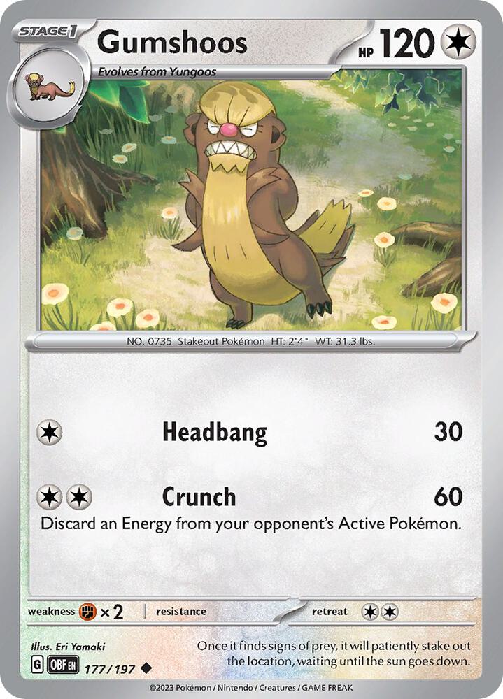 Gumshoos 177/197 card from SV03: Obsidian Flames