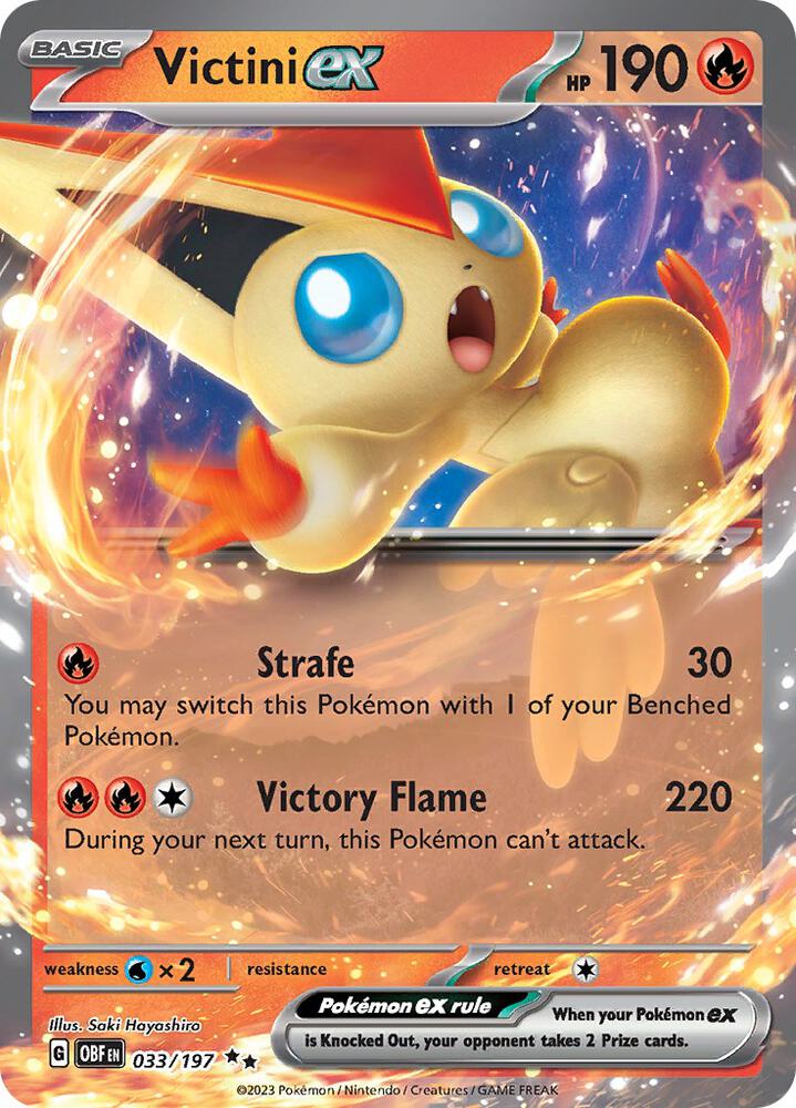 Victini ex 033/197 card from SV03: Obsidian Flames