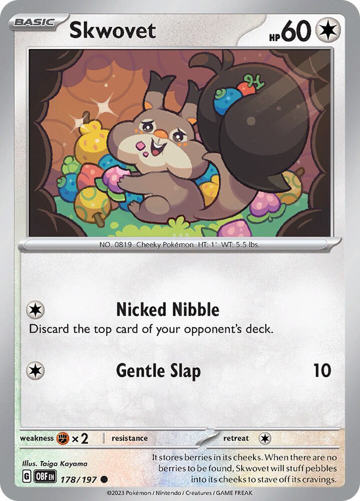 Skwovet 178/197 card from SV03: Obsidian Flames