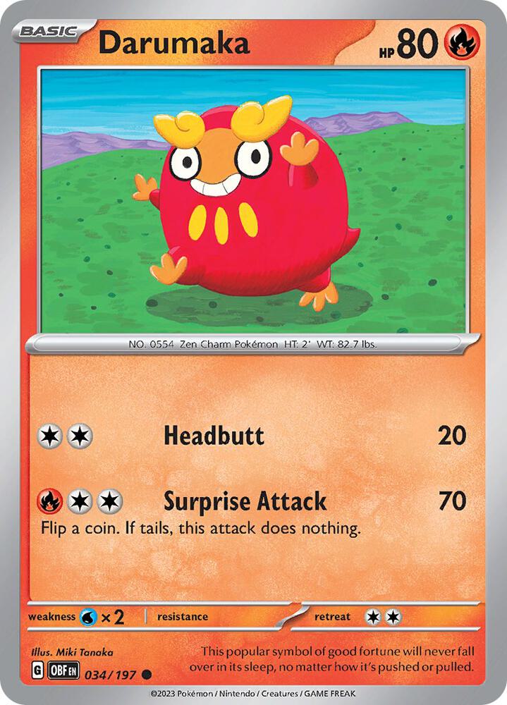 Darumaka 034/197 card from SV03: Obsidian Flames