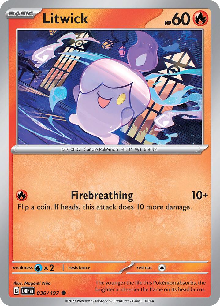 Litwick 036/197 card from SV03: Obsidian Flames
