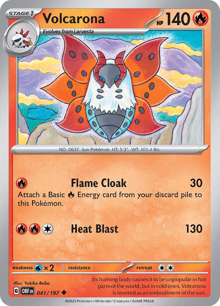 Volcarona 041/197 card from SV03: Obsidian Flames