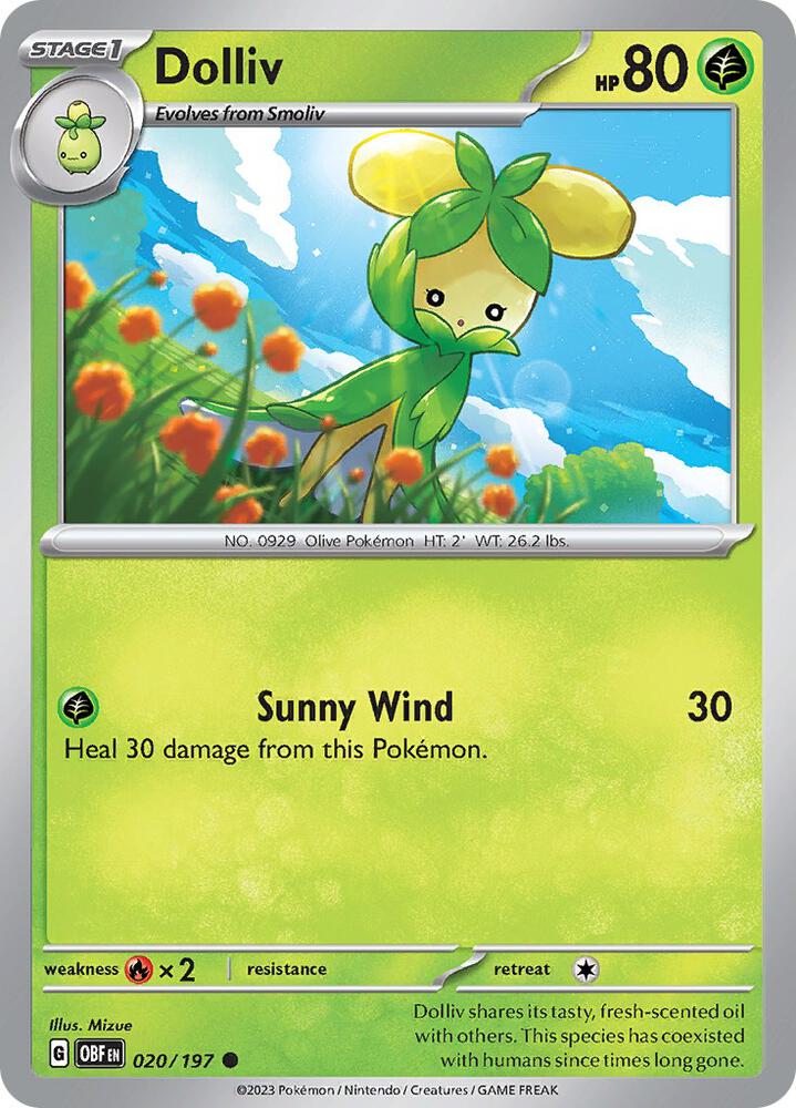 Dolliv 020/197 card from SV03: Obsidian Flames