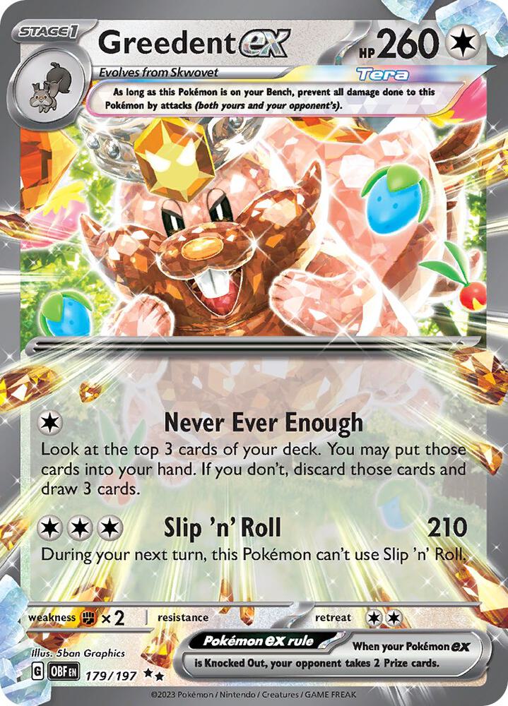 Greedent ex 179/197 card from SV03: Obsidian Flames