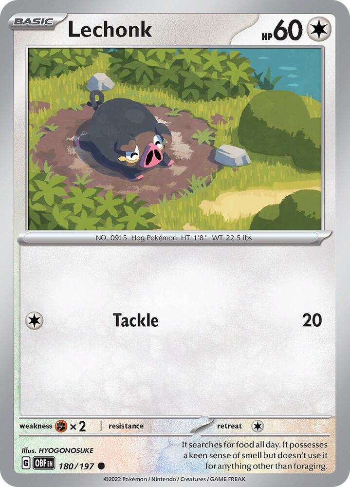 Lechonk 180/197 card from SV03: Obsidian Flames