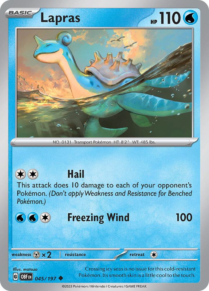 Lapras 045/197 card from SV03: Obsidian Flames