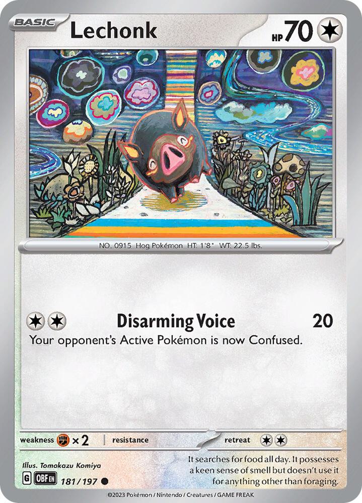 Lechonk 181/197 card from SV03: Obsidian Flames