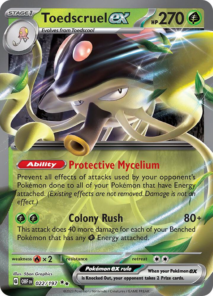 Toedscruel ex 022/197 card from SV03: Obsidian Flames