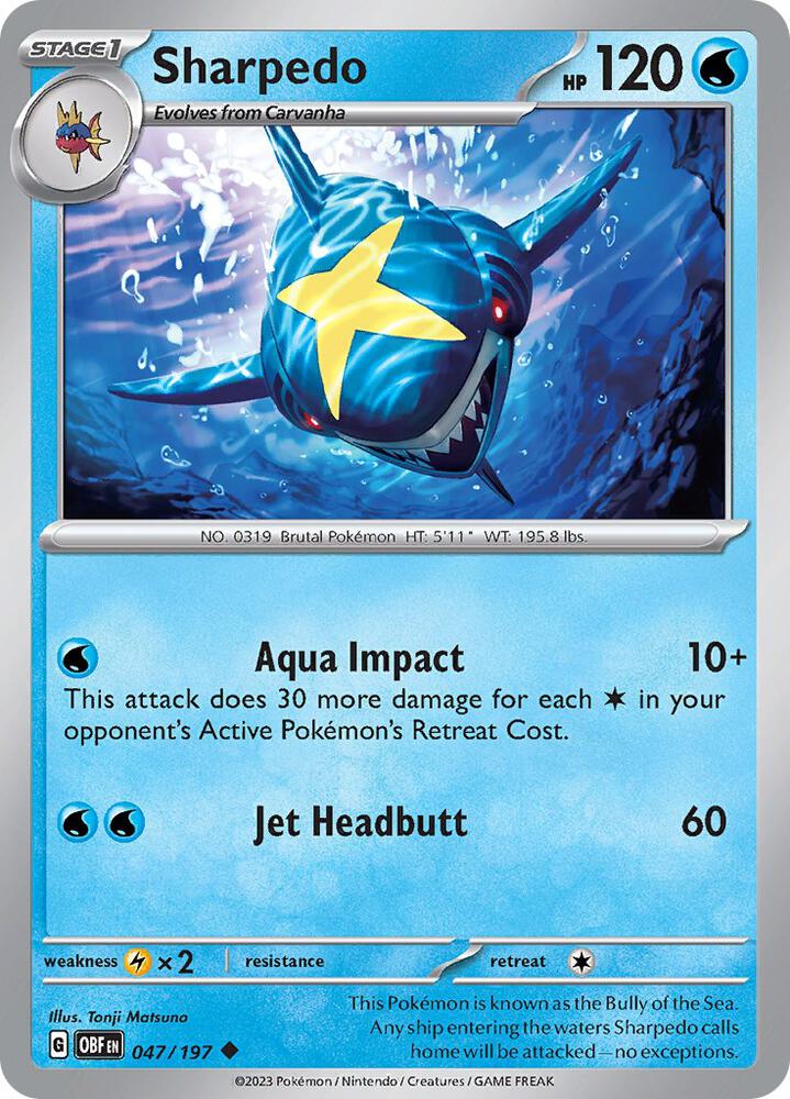 Sharpedo 047/197 card from SV03: Obsidian Flames