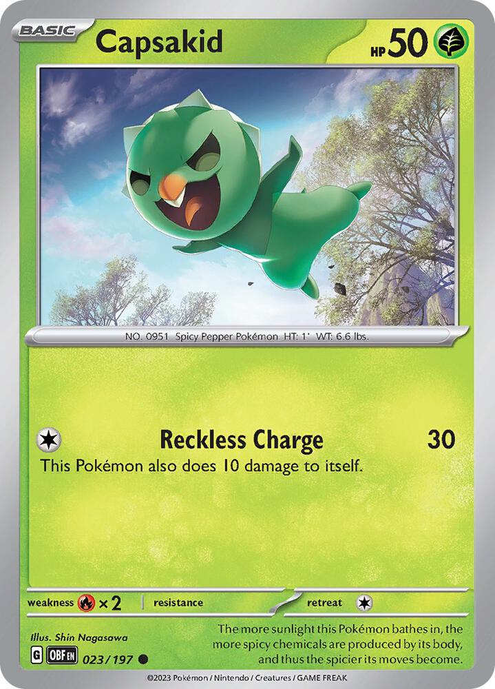Capsakid 023/197 card from SV03: Obsidian Flames