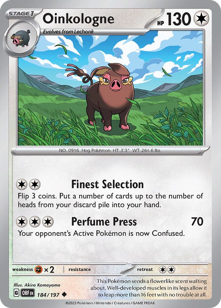 Oinkologne 184/197 card from SV03: Obsidian Flames