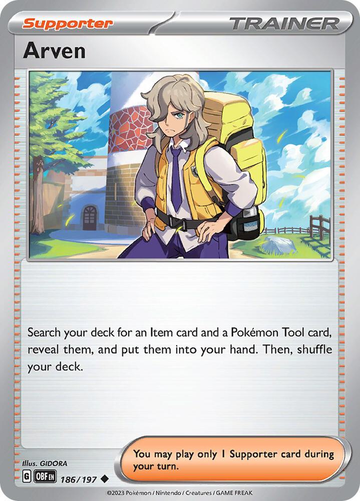Arven 186/197 card from SV03: Obsidian Flames