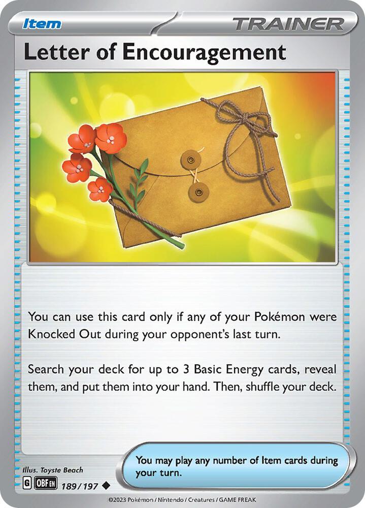 Letter of Encouragement 189/197 card from SV03: Obsidian Flames