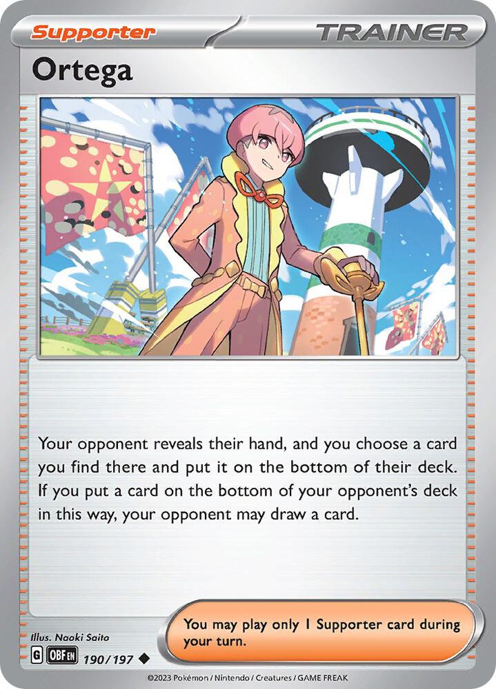 Ortega 190/197 card from SV03: Obsidian Flames