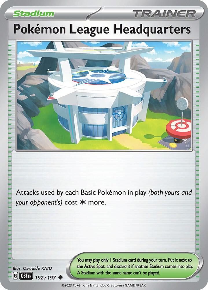 Pokemon League Headquarters 192/197 card from SV03: Obsidian Flames