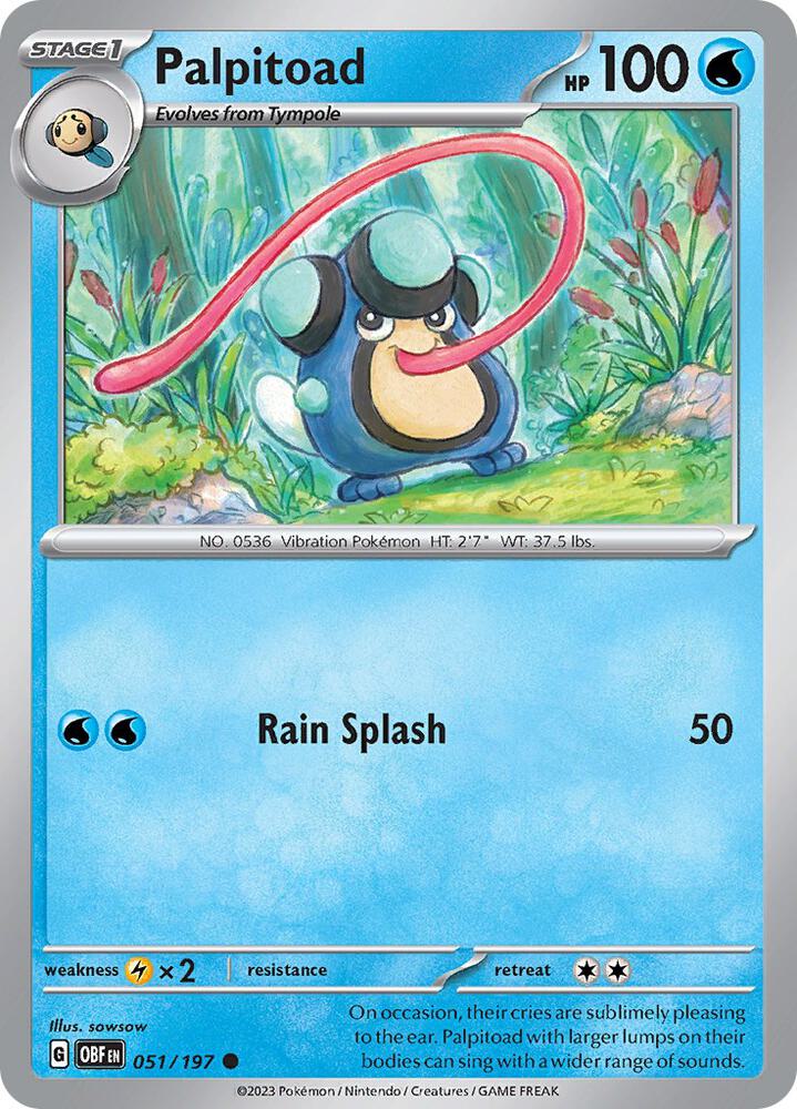 Palpitoad 051/197 card from SV03: Obsidian Flames