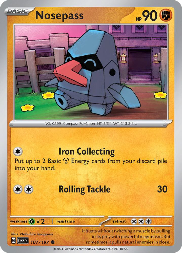 Nosepass 107/197 card from SV03: Obsidian Flames