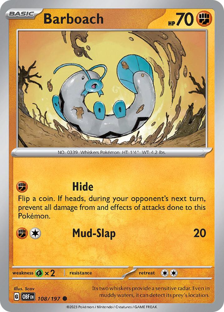 Barboach 108/197 card from SV03: Obsidian Flames