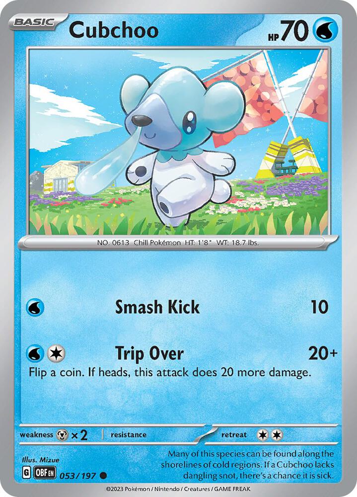Cubchoo 053/197 card from SV03: Obsidian Flames
