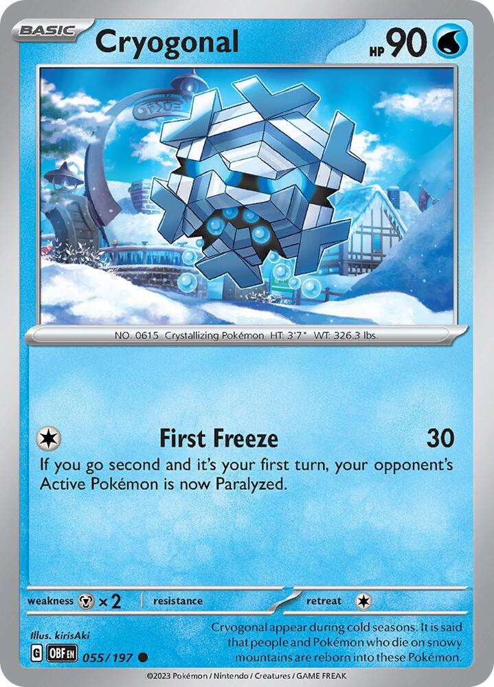 Cryogonal 055/197 card from SV03: Obsidian Flames