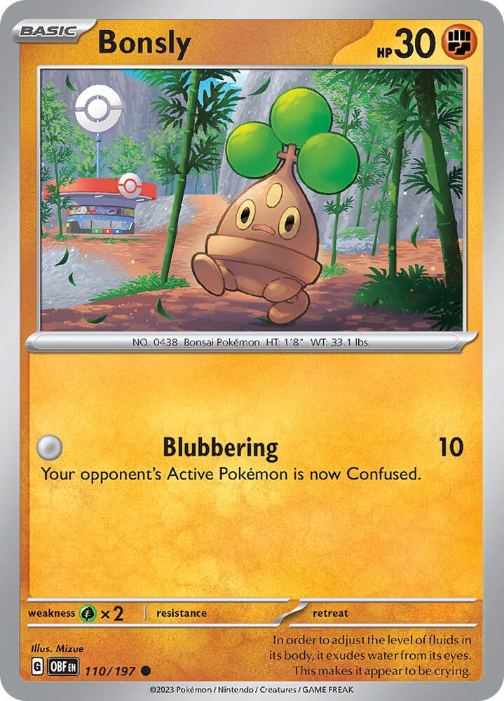 Bonsly 110/197 card from SV03: Obsidian Flames