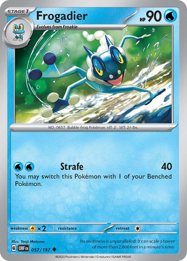 Frogadier 057/197 card from SV03: Obsidian Flames