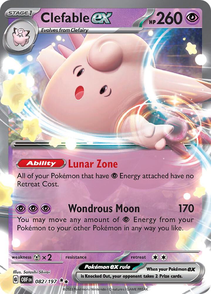 Clefable ex 082/197 card from SV03: Obsidian Flames
