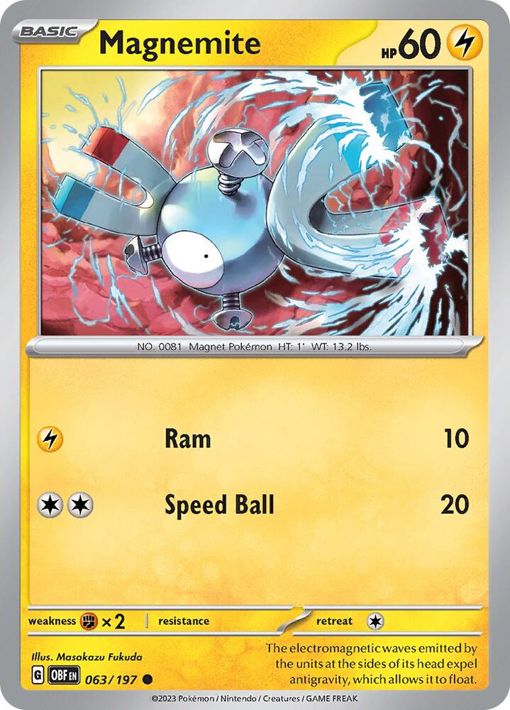 Magnemite 063/197 card from SV03: Obsidian Flames