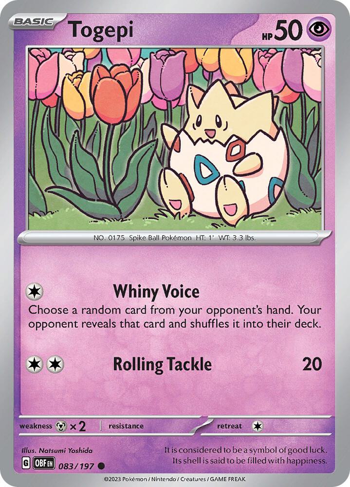 Togepi 083/197 card from SV03: Obsidian Flames