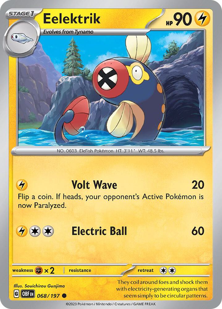 Eelektrik 068/197 card from SV03: Obsidian Flames