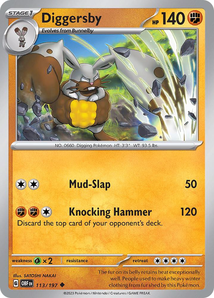 Diggersby 113/197 card from SV03: Obsidian Flames
