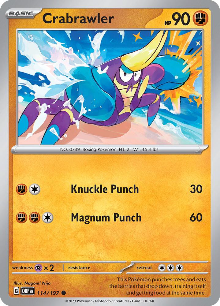 Crabrawler 114/197 card from SV03: Obsidian Flames