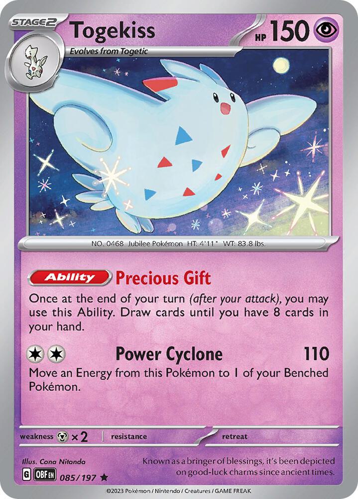 Togekiss 085/197 card from SV03: Obsidian Flames