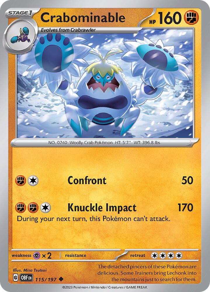 Crabominable 115/197 card from SV03: Obsidian Flames
