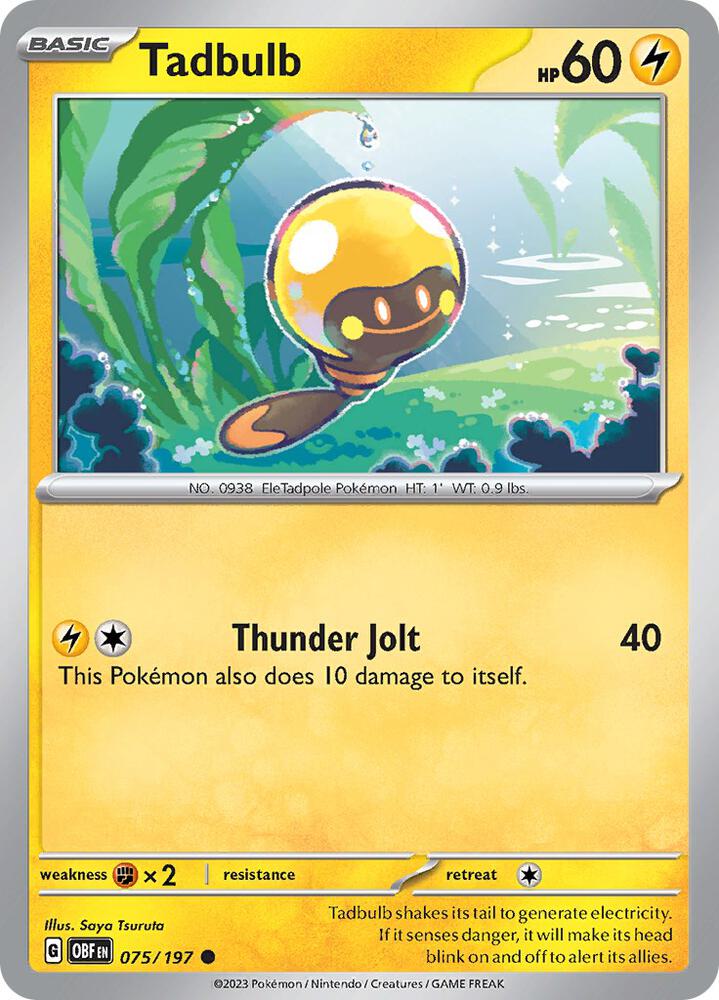 Tadbulb 075/197 card from SV03: Obsidian Flames